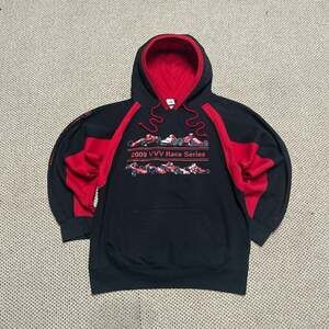 Vintage 2009 VVV Race Series Badger Sport Red and Black Colorblock Racing Hoodie